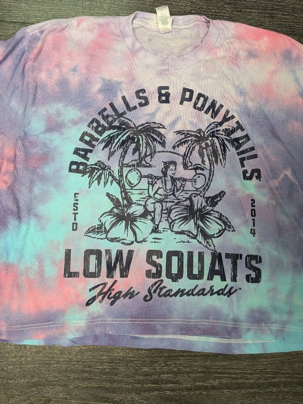 Barbells And Ponytails Tie Dye "Beach" S/S Crop T-Shirt SZ M NEW